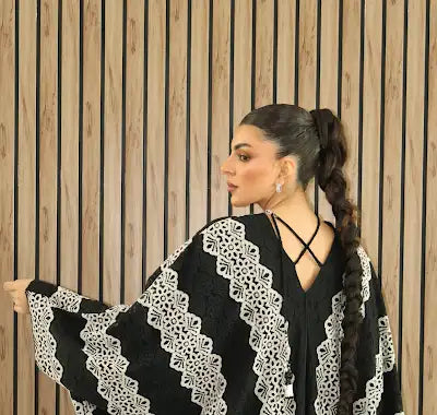 Keke Ivory Black Jalabiya